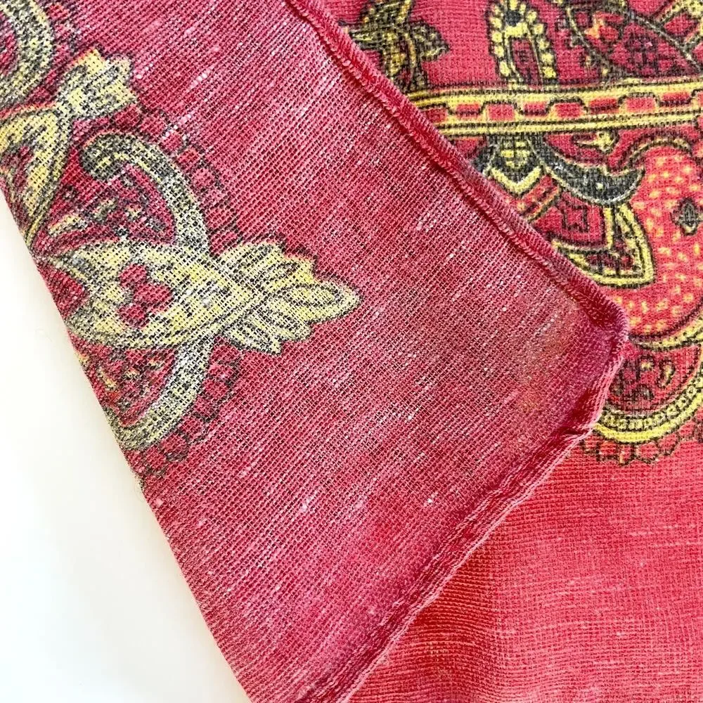 Square Scarf Red Bandana Print Paisley Western Boho Retro Folk Cowgirl